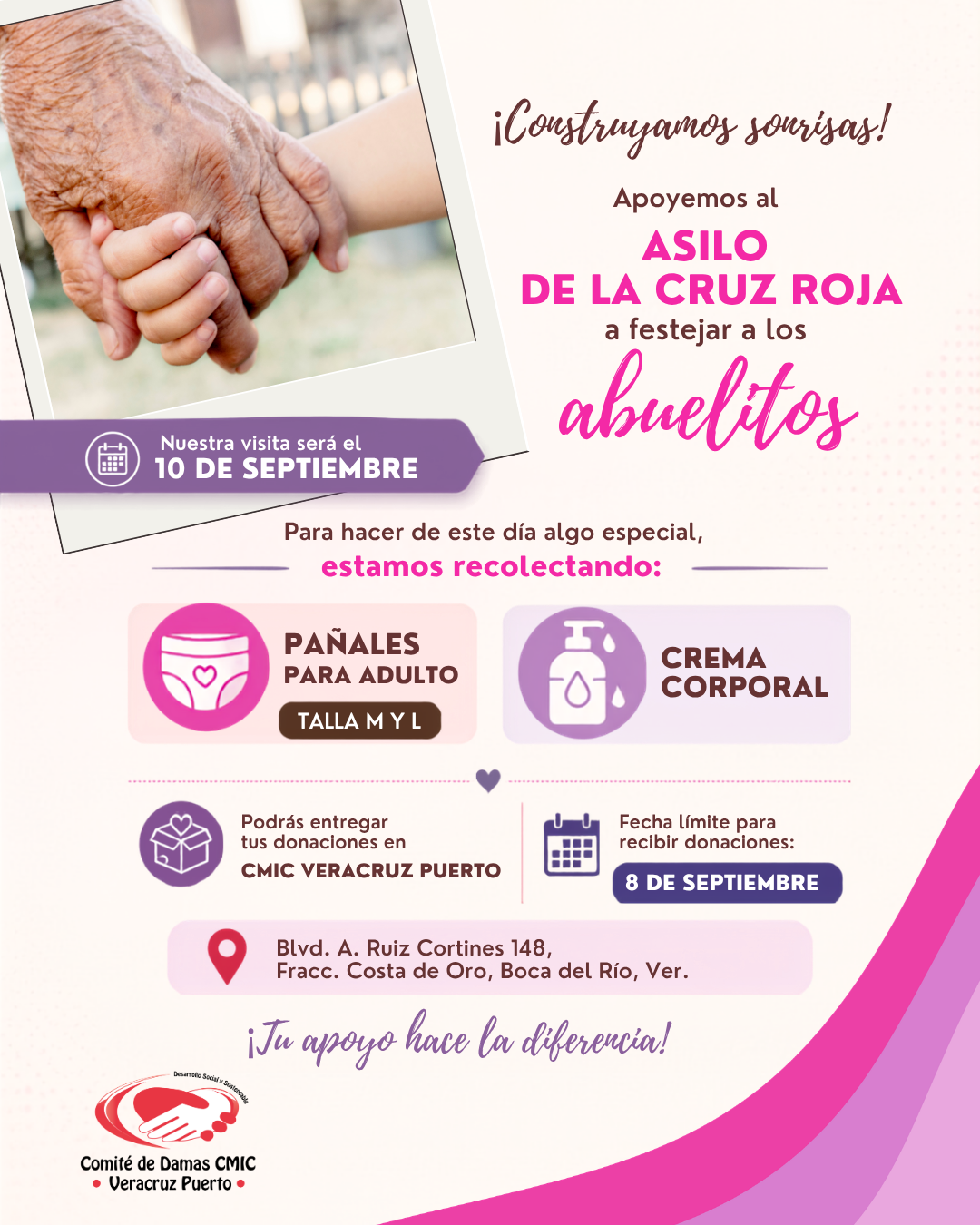 Colecta en beneficio de los abuelitos del Asilo de la Cruz Roja.